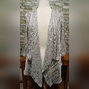 Womens Large Lightweight‎ Shawl Cardigan Open Sleeves Chic Metallic Formal